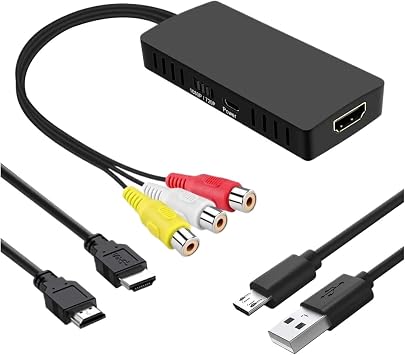 R/CA to HDMI Adapter AV to HDMI Converter AV2HDMI-compatible Vdieo Converter Support for TV Box DVD Supports PAL/NTSC