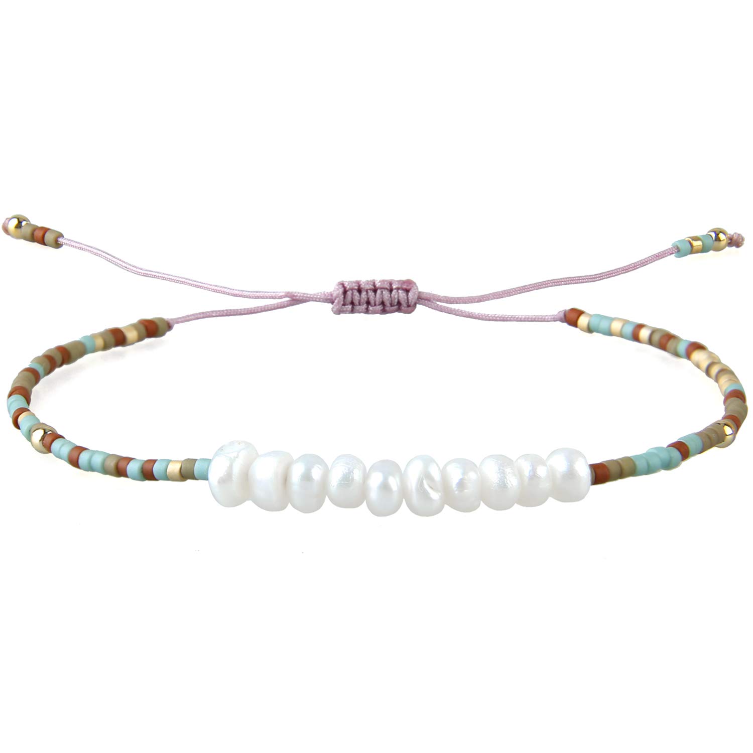 KELITCH Women Bracelets for Girls Men Shell Pearl Japanese Seed Beads Charm Friendship Bracelets Handmade Adjustable String Bracelet