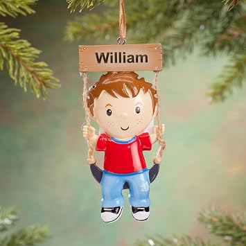 Miles Kimball Personalized Kid on Swing Ornament - Boy