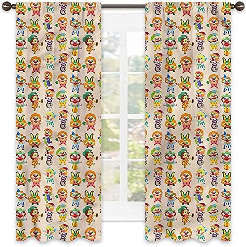 Circus 90% Blackout Curtains, Funny Comedy Actors Clowns, for Bedroom, Kindergarten, Living Room W72 x L84 Inch Circus 90% Blackout Curtains, Funny Comedy Actors Clowns, for Bedroom, Kindergarten, Living Room W72 x L84 Inch