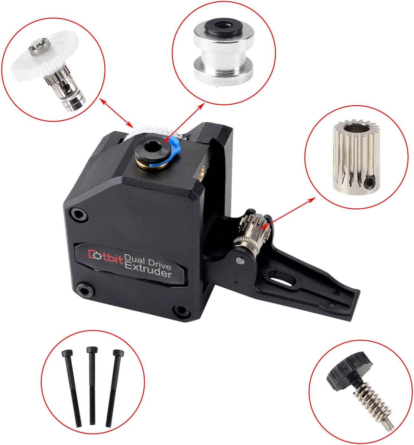 BCZAMD Ender 3 Extruder Dual Drive Upgrade 3D Printer Accessories Plastic Extruder 1.75mm for CR10 Ender 3 Series Artilley Sidewinde X1 Tev Tornad Wanhao D9 V2 Ant E10 Black