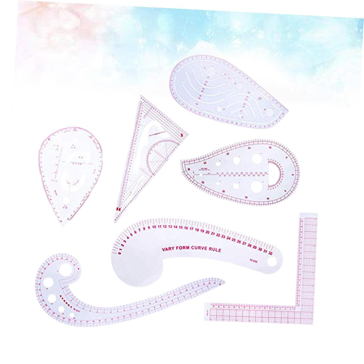 PLAFOPE 7 piezas Kit de Reglas de Costura para Patchwork y Confección Acrílicas Multifuncionales para Medir con Alta Precisión para Diseño de Ropa y Manualidades DIY Casa