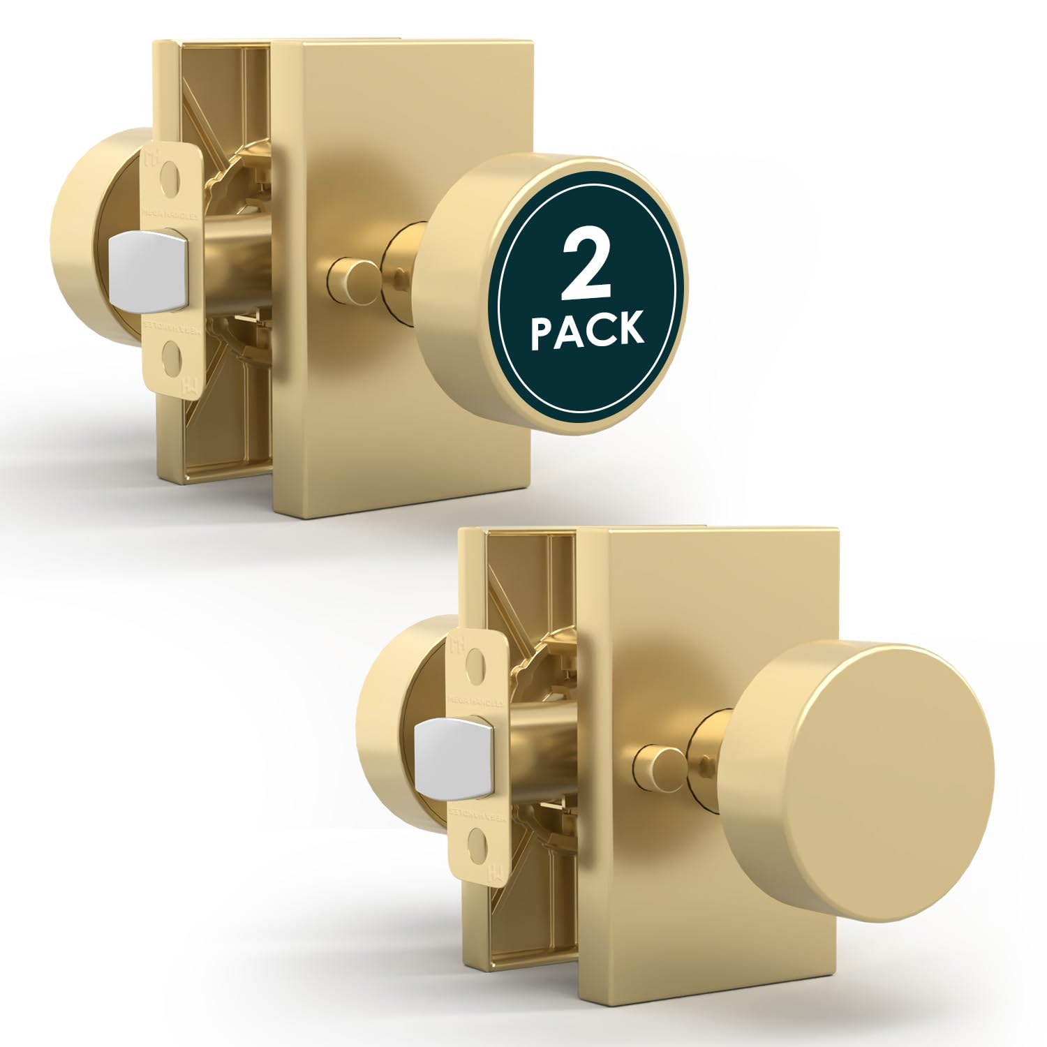 Gold Privacy Door Knobs with Lock - Mega Handles -19