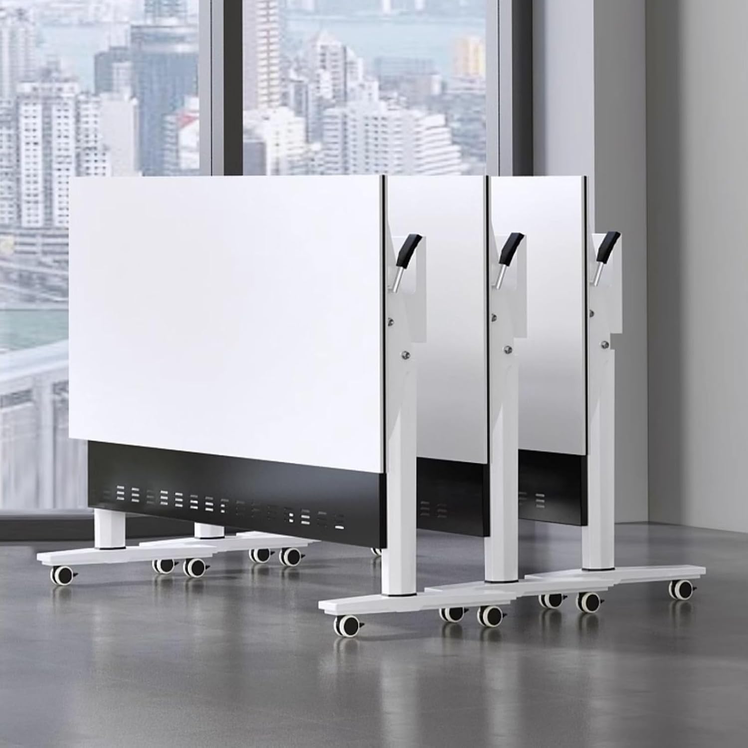 Conference Room Tables, Folding Mobile Training Table with Metal Storage Rack, Meeting Table with Silent Locking Wheels, Flip Top Seminar Table, for Office Conference Room Classroom ( Size : 100x60x75