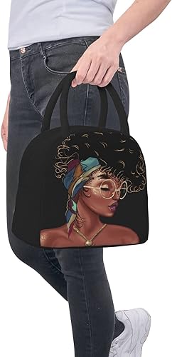 Miniatura 8 de Bolsa de almuerzo aislada con textura de mármol negro, caja de almuerzo reutilizable para escuela, trabajo, universidad, viajes al aire libre,