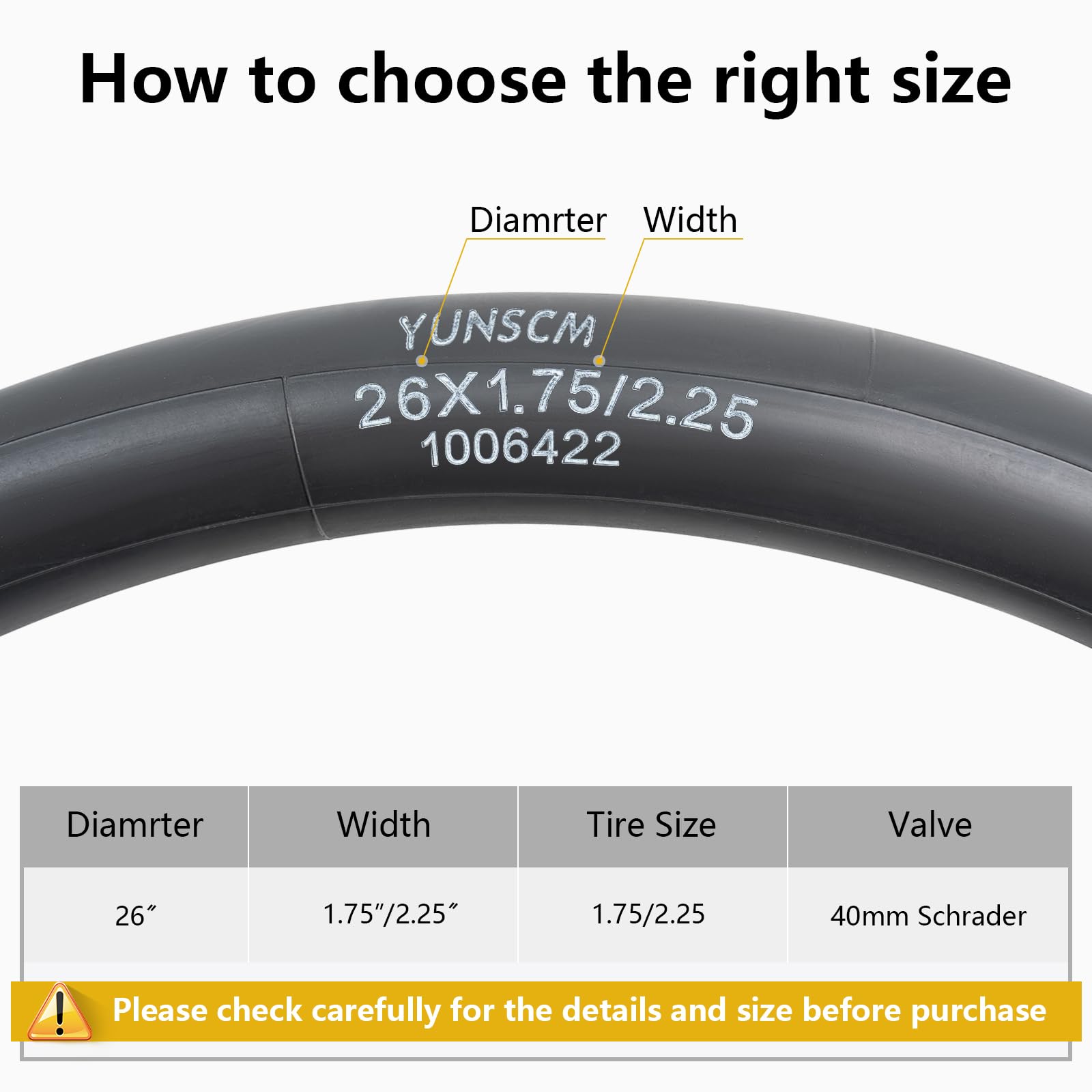 YunSCM 2PCS 26" Heavy Duty Bike Inner Tubes 26x1.75 26x1.95 26x2.10 26x2.125 26x2.25 45/57-559 Bicycle Tubes TR4A-40mm Valve Compatible with 26x1.75/1.95/2.0/2.10/2.125/2.25 Road MTB Bike Inner Tubes - Image 2