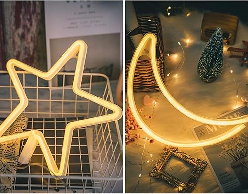 Miniatura 2 de QFFL Paneles de luz led inteligentes LED neón señal blanca cálida luz de pared USB o funciona con pilas para el hogar niños dormitorio fiesta de