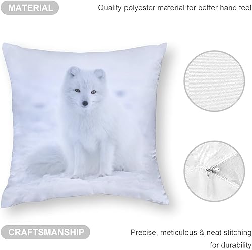 Miniatura 3 de Arctic Fox in The Snow - Fundas de almohada con estampado de patrón de nieve suaves con cremalleras invisibles, 18 x 18 pulgadas
