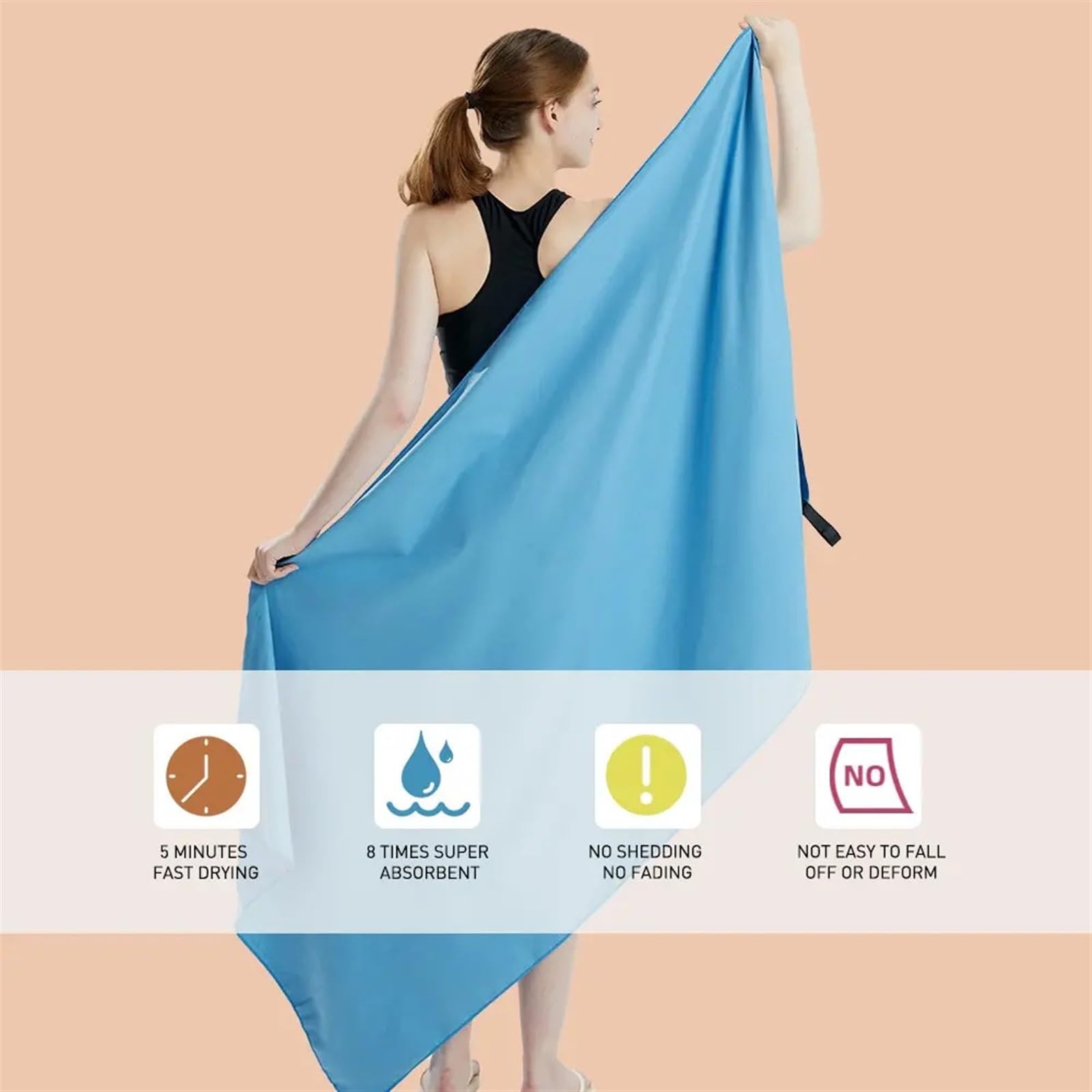 Toalla de microfibra Toalla de secado rápido Toalla de viaje Toalla deportiva Toalla de playa Toalla ligera suave a prueba de arena for nadar, Yoga, gimnasio para Playa, Piscina(Dark Blue OPP,80x160cm