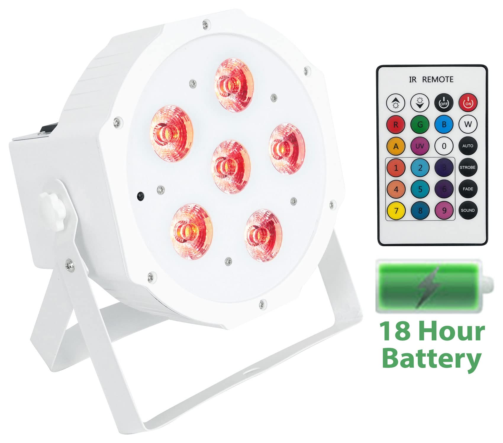 4 Rockville Battery PAR 61 White Rechargeable RGBWA+ DMX DJ Up-Lights+Remotes