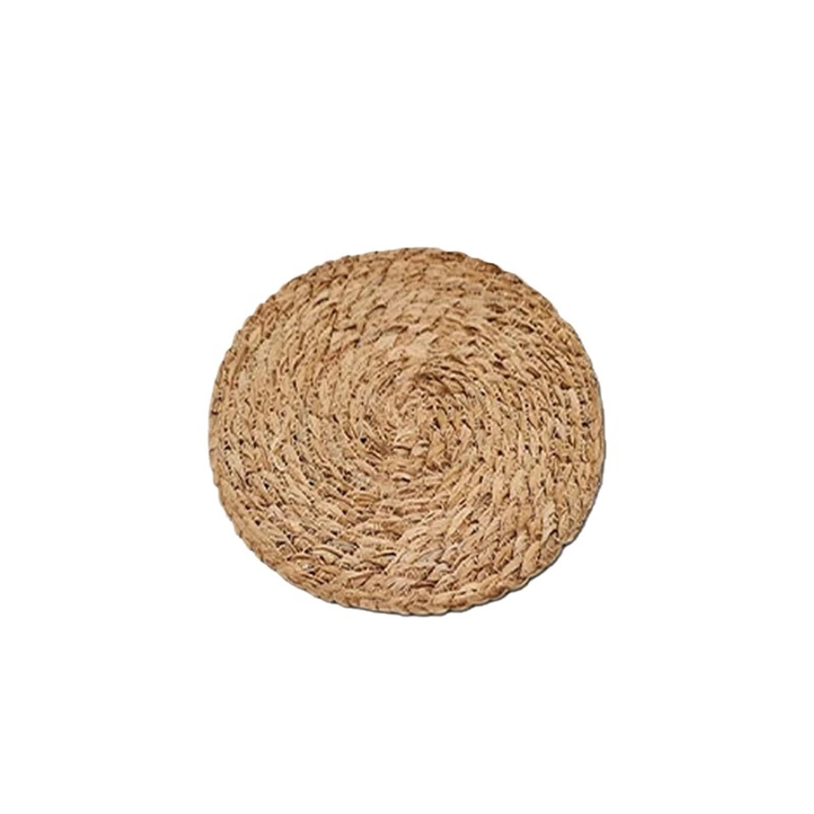 Wicker Placemat Woven Placemats 30cm Round Rattan Coaster Natural Water Hyacinth Mats Handmade Weave Place Pads for Dining Table Home Outdoor(1pcs)