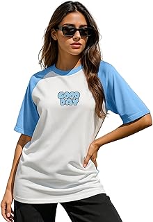 JUNEBERRY® 100% Pure Cotton Oversized Fit Drop Shoulder Graphic Printed Raglan Sleeves Boyfriend T-Shirt for Women (Sizes: Price In India