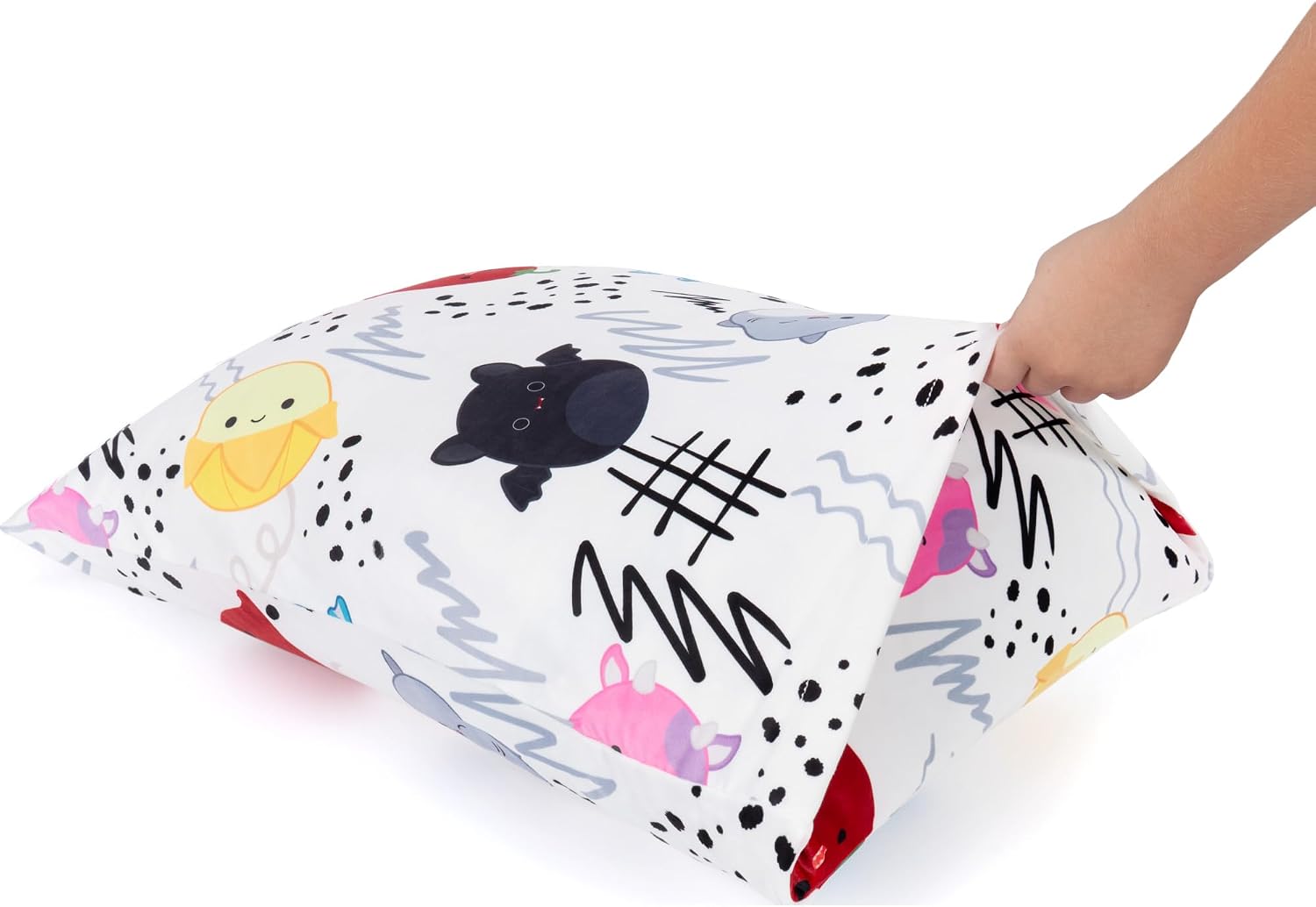 SquishPillow Standard Pillowcase by Original Squishmallows - Ultra Soft White “Squish Vibes” Pillow Cover