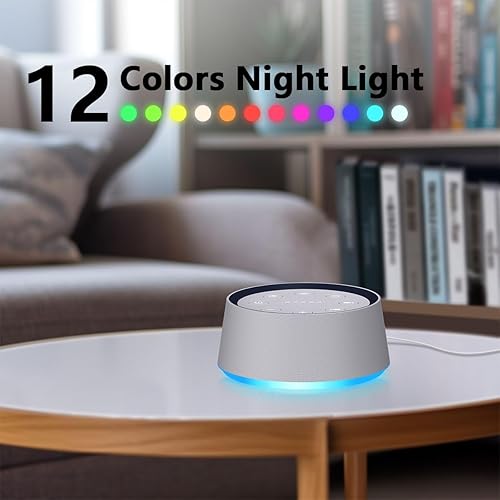 Miniatura 3 de Máquina de sonido con 30 sonidos relajantes, máquina de ruido blanco, luz nocturna de 12 colores para bebés, adultos, niños, máquinas de dormir, 36