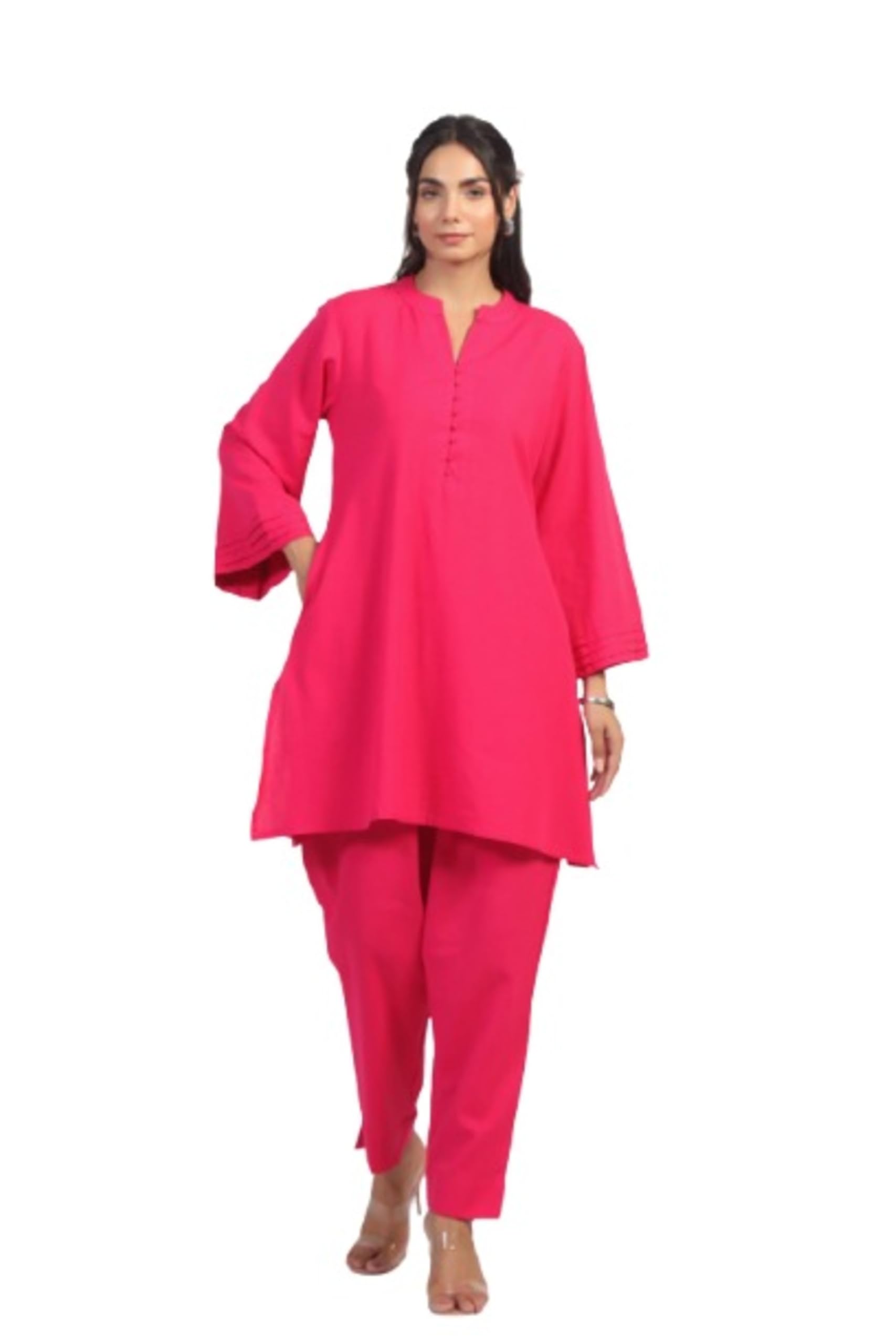 crafiqa Fluorescent Solid Cotton Flex Co-ord Set for Women-picture-34