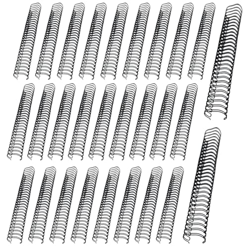 100 Pcs 1/2 inch Black 3:1 Pitch Twin Loop Binding Spines, 34-Hole Metal Double Wire Coil for Binding 100-Sheet A4 Paper Notebooks, Reusable Supplies