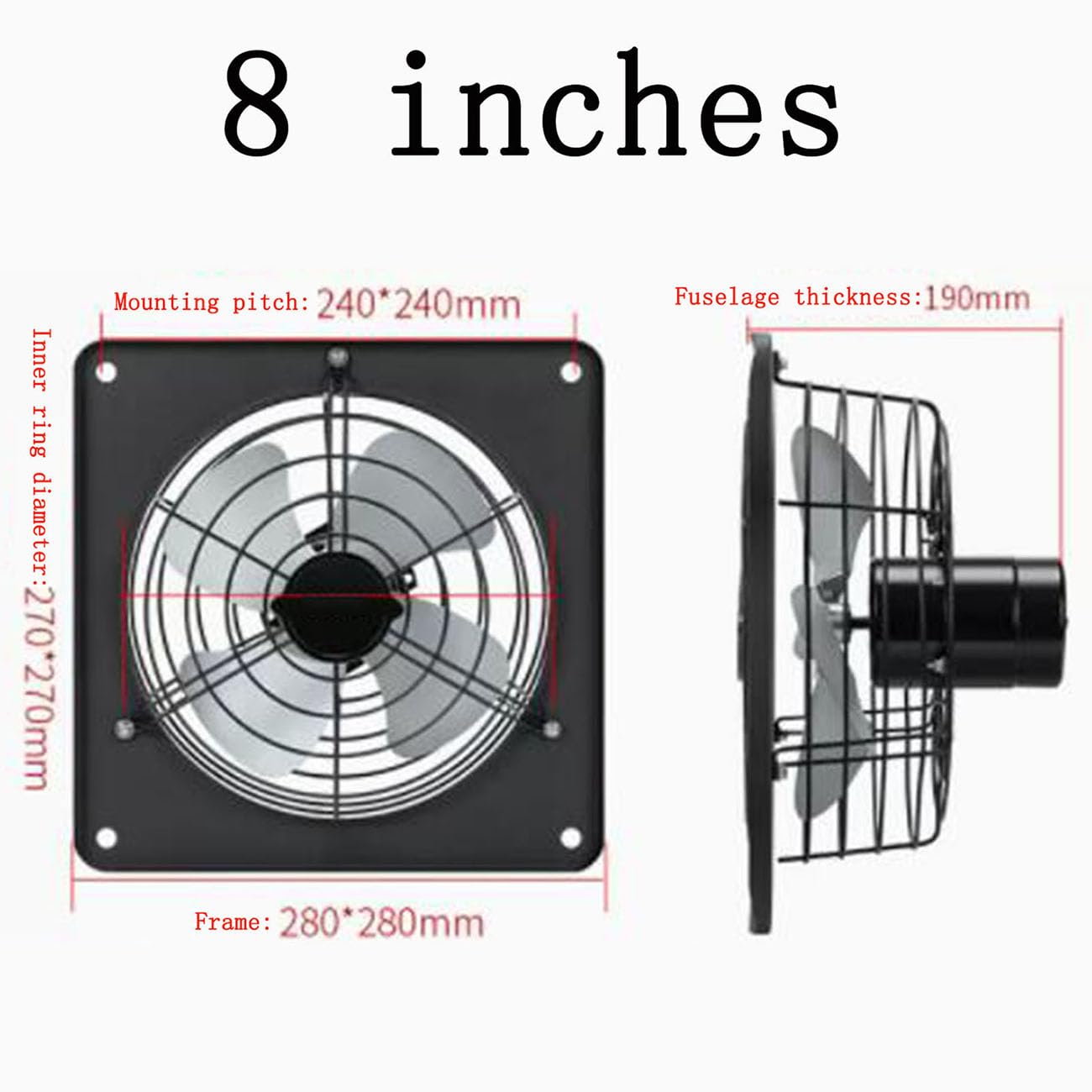 ICEMOB Aspiratore Bagno 1350 Giri/Min,Estrattore Aria Silenzioso con Scarico E Aspirazione,Ventilatore Industriale,Interruttore Indipendente,per Cucina,Magazzino,Ristorante,8 Inches