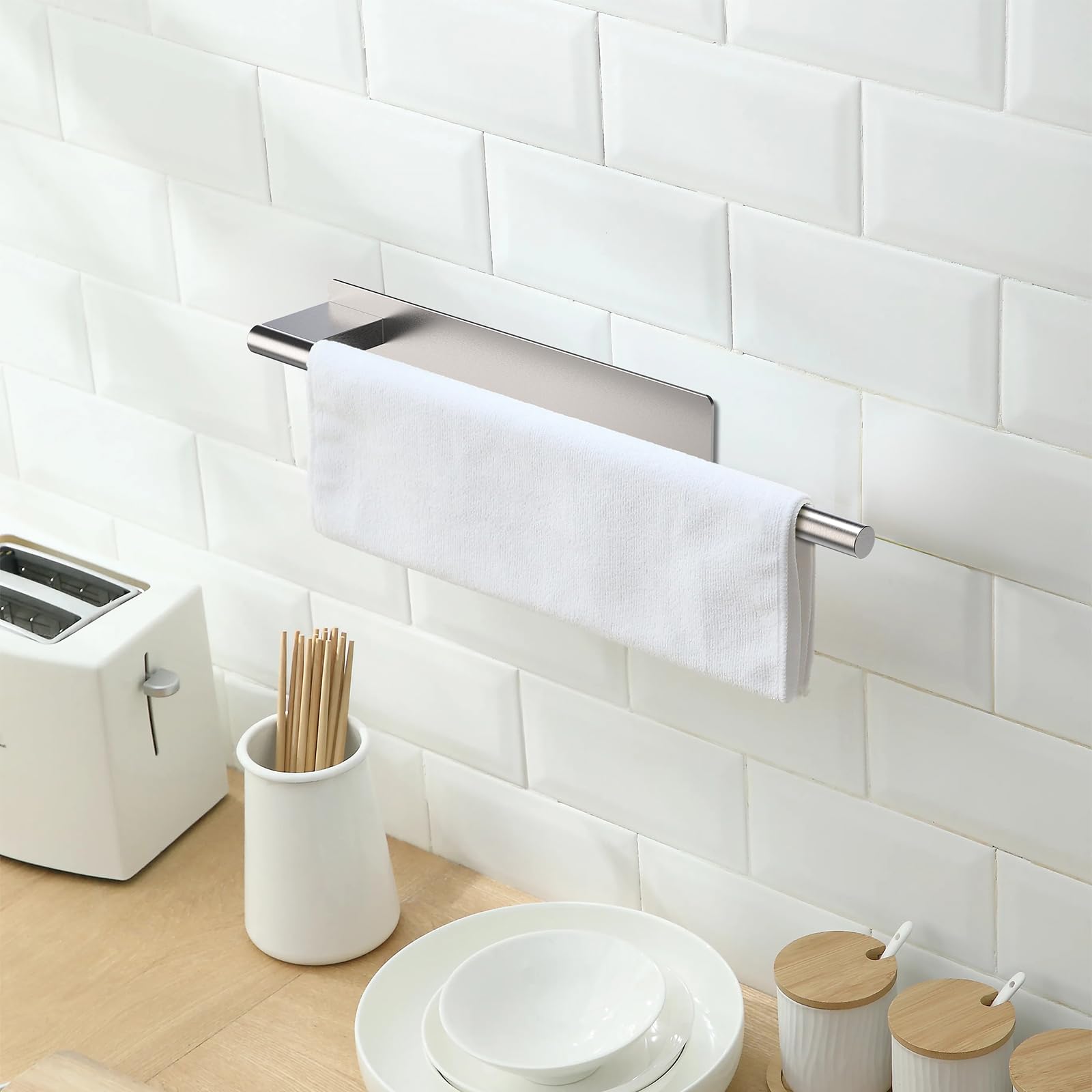 Ibergrif M34453A Portasciugamani Adesivo, 39CMPorta Asciugamani Bagno, Acciaio Inox, Spazzolato