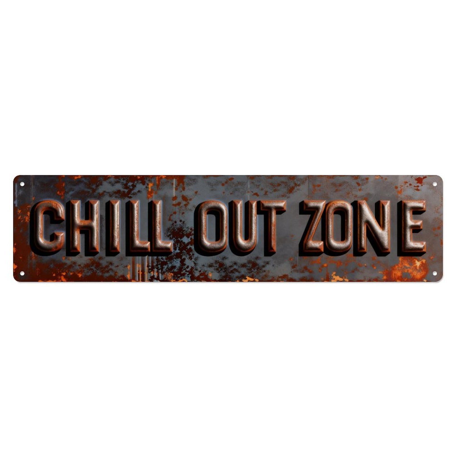 Chill Out Zone Rustic Metal Texture Metal Tin Sign Plaque
