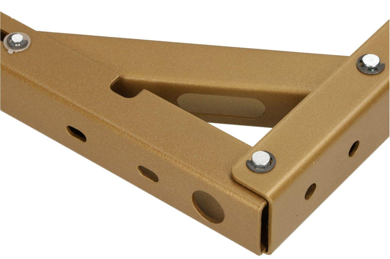 KOTARBAU® Juego de 2 escuadras abatibles para estanterías, baldas, estantes 400x300mm, Soporte de acero inoxidable, Dorado, Soporte plegable de esquina, Soporte de pared para ahorrar espacio, 100 kg