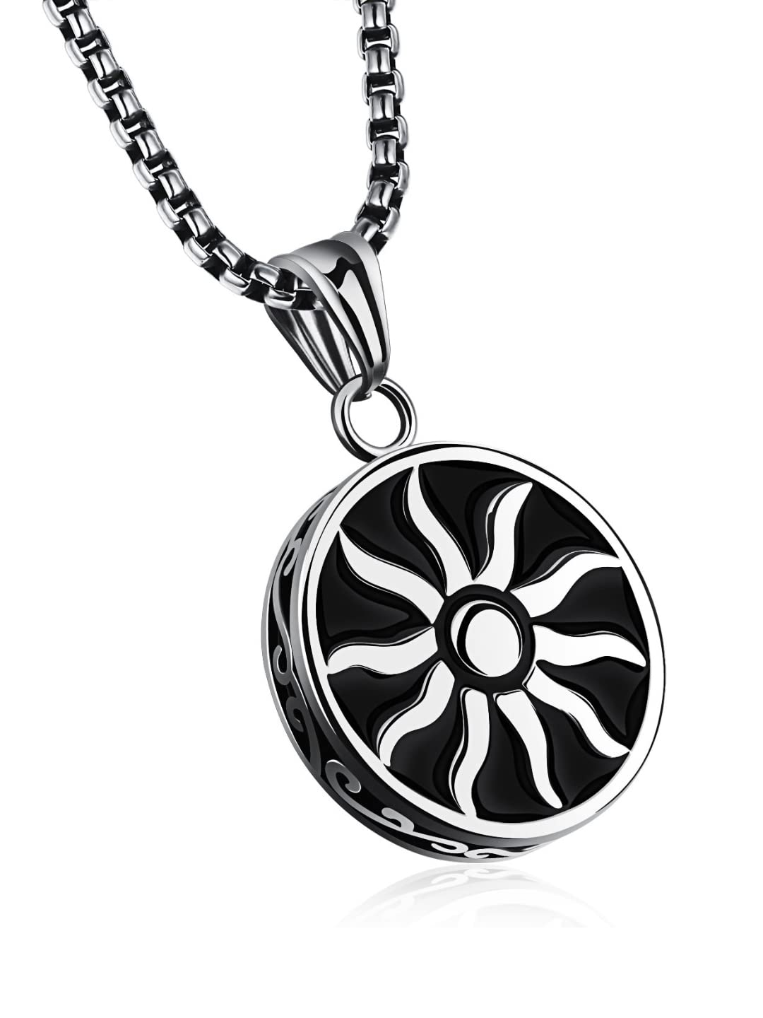 OOMPHJewellery Powerful Sun Sign Stainless Steel Pendant with Chain for Men and Boys
