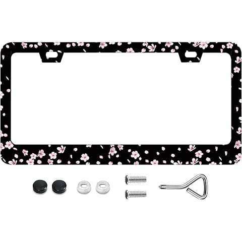 Cute License Plate Frames Nice Sakura Blossom License Plate Frame with Screws Folk ...