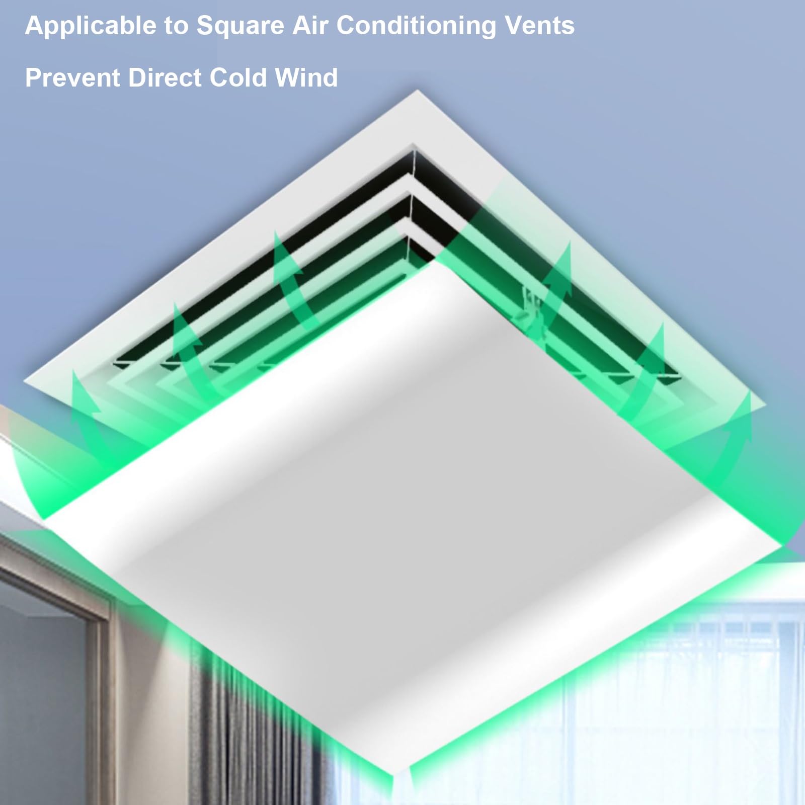 Deflettore per sfiato dell'aria, deflettore quadrato per sfiato del soffitto, angolo regolabile, previene il soffiaggio diretto, accessorio per condizionatore d'aria centrale
