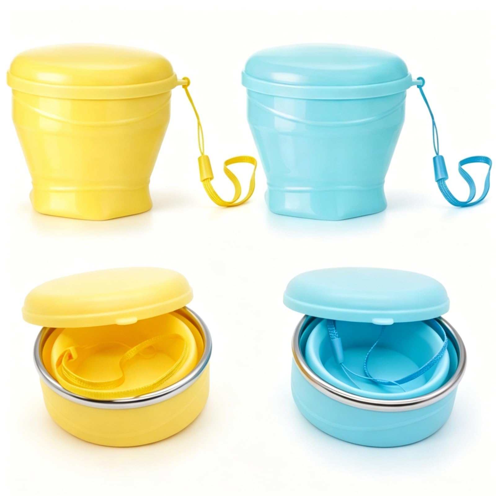 KAOVCXR 2PCS 8.8oz/260ml Collapsible Silicone Cup,Food Grade Silicone BPA Free Portable Foldable Camping Mug,Portable Cup for Travel,Camping, Hiking,Outdoor Sports(Yellow+Blue