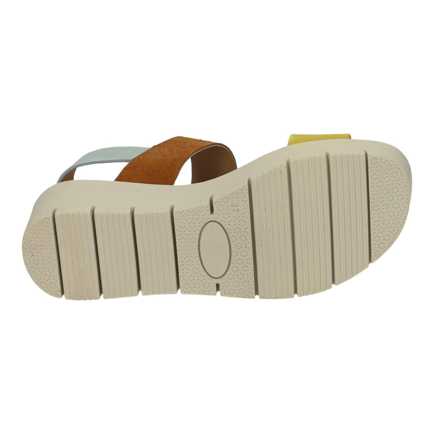 SANDALI M526-T5272 - Piattaforma per ragazze, in pelle, con chiusura adesiva mimetica con fibbia e suola in gel, da donna