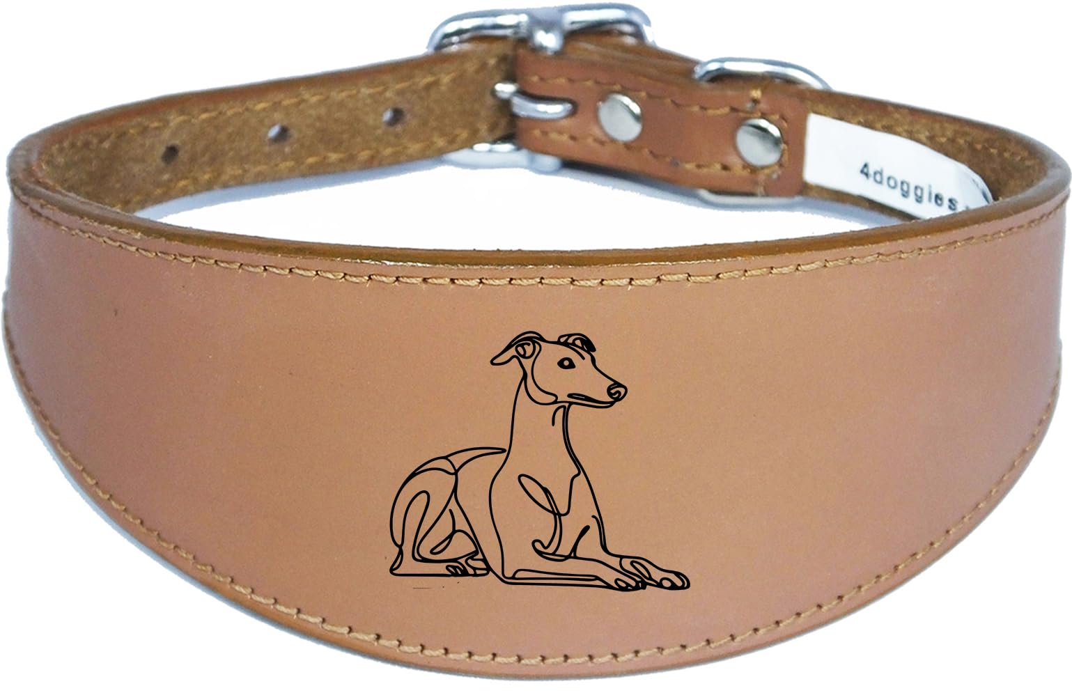 Sighthound Collar, Luxury Padded Leather, Handmade, for Greyhound and Whippet NL32