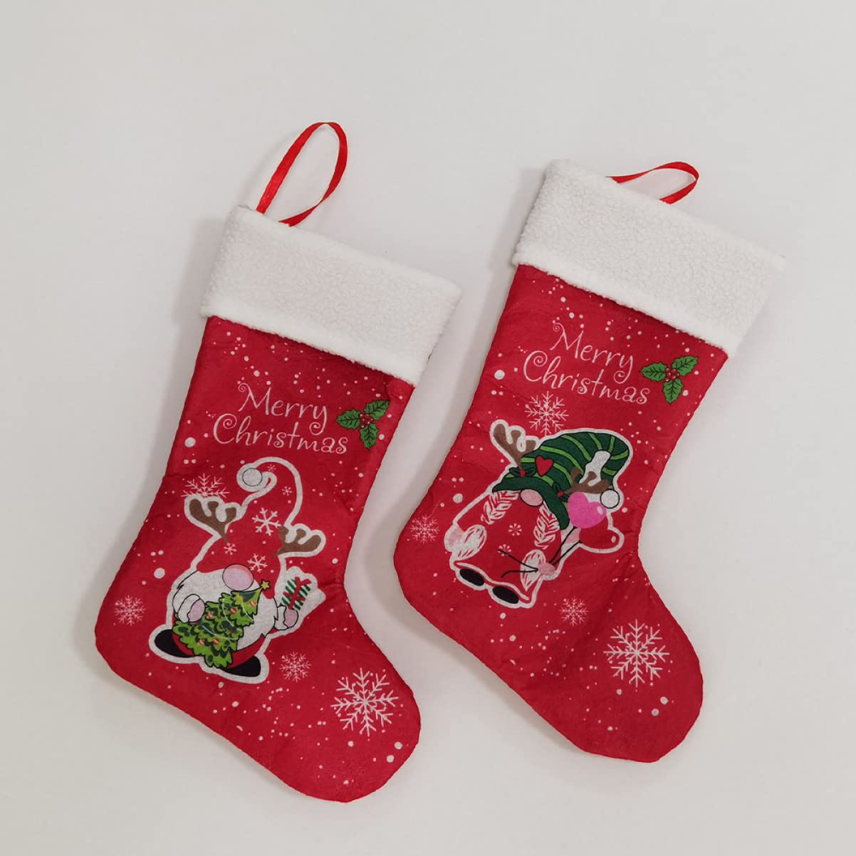 MAGICLULU 6 Sätze Weihnachtsstrumpf-geschenktüte Girlande Baum Weihnachtsstrumpf Mit Füßen Ornamente Mann Plüsch Weihnachten Dekorationen Socke Vliessocken Rot 2 Stück * 6