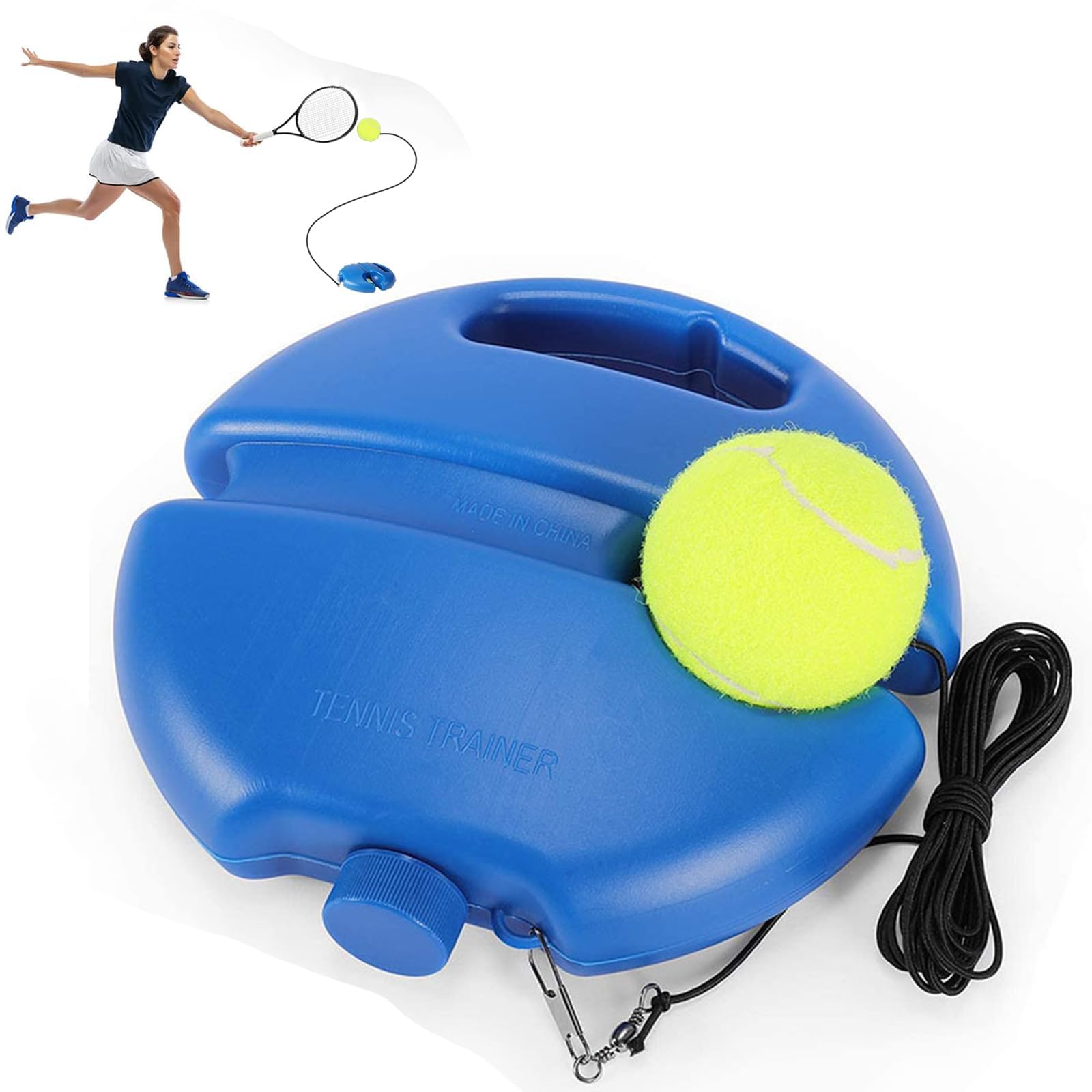 Tennis Ball Machine, Blue Tennis Trainer Rebound Ball, Tennis Balls Tennis Trainer Ball with String, Anti-Tangle String Tennis Practice Equipment for Children, Players, Beginners