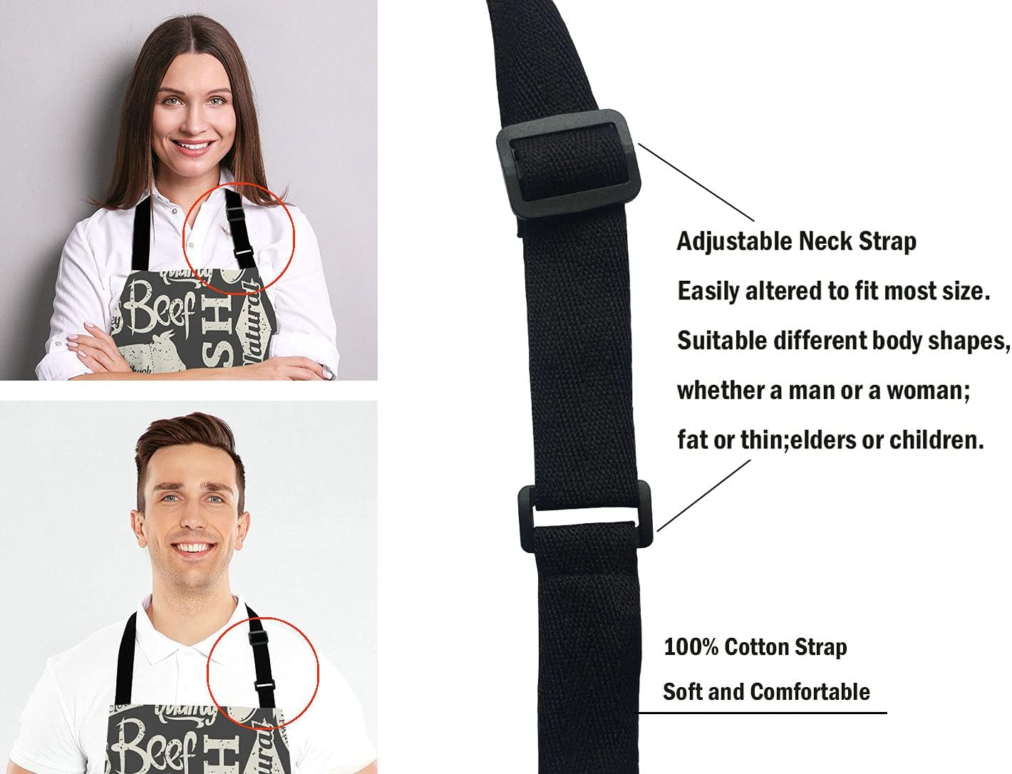Butcher Butchery Animal Adjustable Bib Apron Kitchen Cooking Baking Gardening Apron for Women Men - Image 5