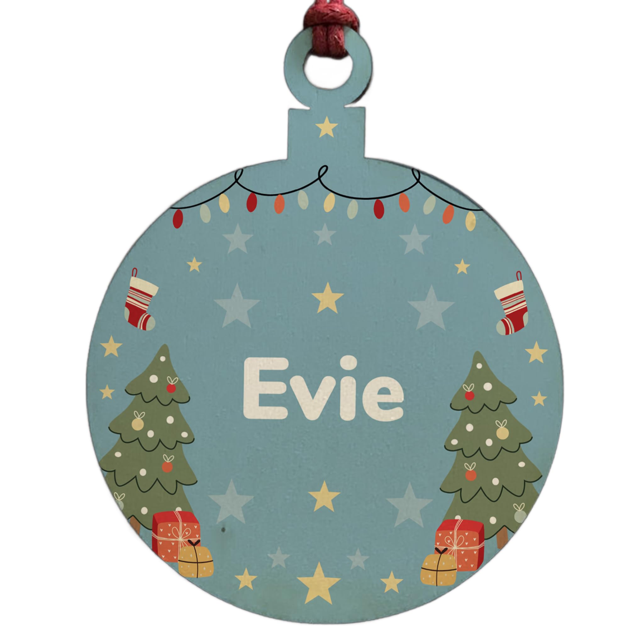 Red Ocean Babys First 1st Christmas Bauble Personalised Wood Decoration Baby Girl Boy Keepsake