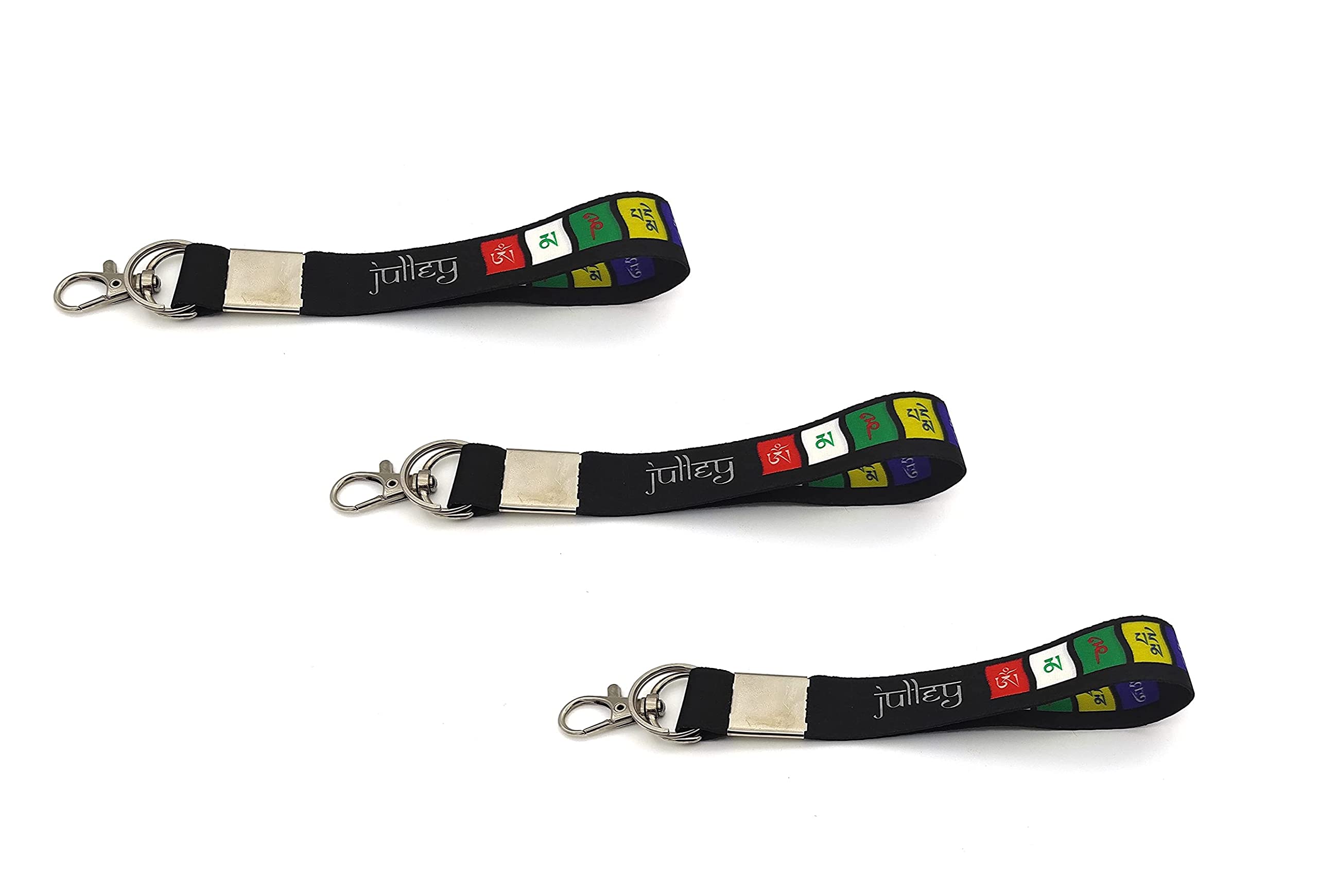 id Card Lanyard Key Chain Tibetan om amne Padme hum Peace Mantra Bike and Home Decoration Prayer Flag Keychain Keyholder Locking Hook PACK OF 3-image-41