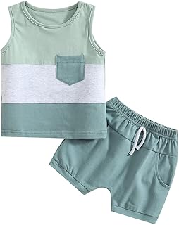 AliveBaBe Baby,Clothing,Baby Boys 0-24m,Outfits & Clothing Sets Infant Toddler Baby Boy Summer Clothes Baby Boy Shorts Outfits Color Block Sleeveless Vest Tops T-Shirt Shorts Sets 2Pcs Clothes
