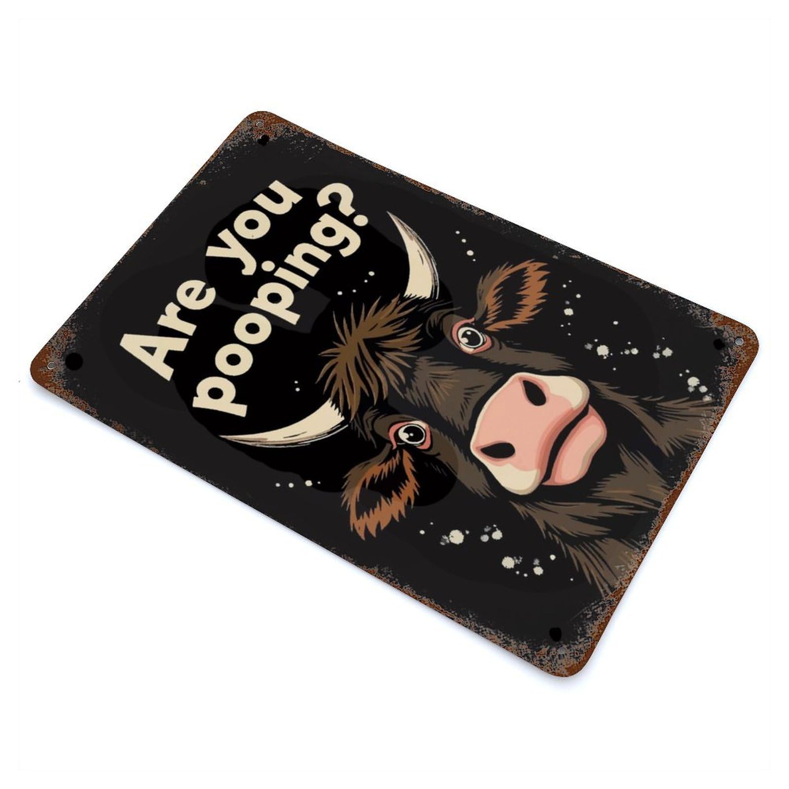 Cow Pooping Meme Decorative Tin Sign 11.8"x7.9", for Farmhouse, Kitchen And Entryway Decor, Shabby Chic Decor