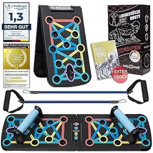 Body & Mind® Push-Up Board; Opvouwbare Multifunctionele Elite Rack Fitness Board voor Full Body Workout & Effectieve Push-Ups; Push-Up Handgrepen met Gratis Trainingsriemen
