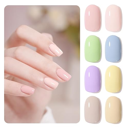 GAOY Juego de esmaltes de uñas de gel pastel, 8 colores rosa, verde y azul, kit de esmalte de gel para salón y arte de uñas, bricolaje en casa disponible en Yaxa Venezuela