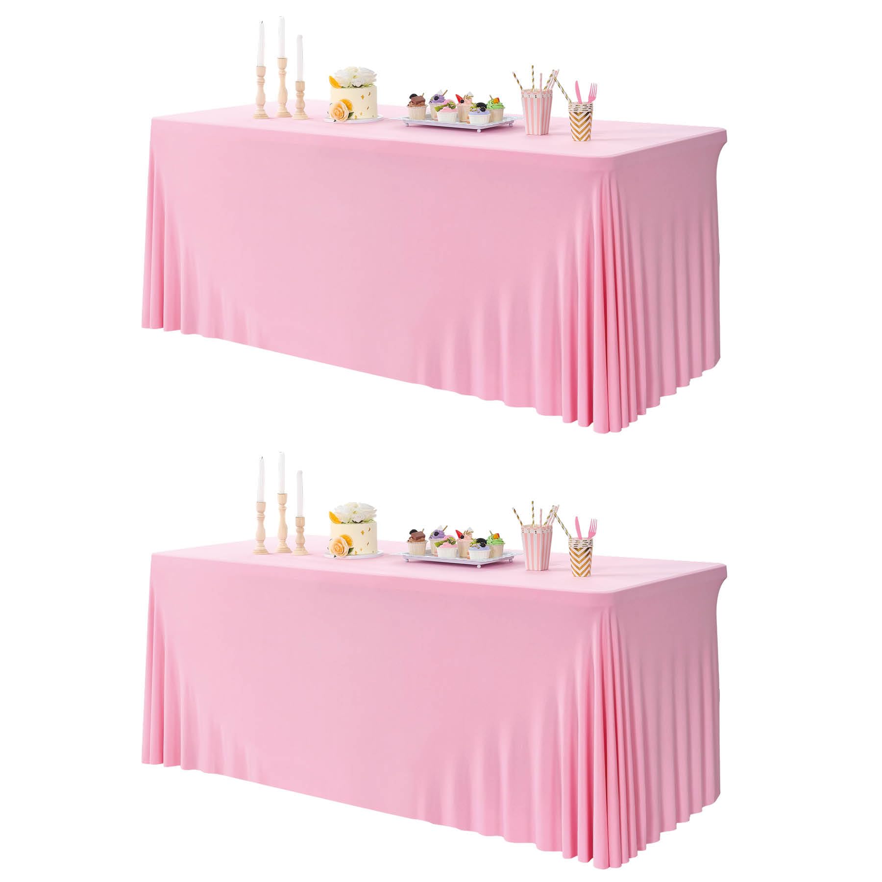 Rinpon Spessore 2 in 1 Spandex Gonna da tavolo e copertura da tavolo 1.8m /1.2m, tovaglia rettangolare montata con gonna plissettata, Wrinkle Free tovaglia rettangolare(Borgognese, 122 x 61 x 74 cm