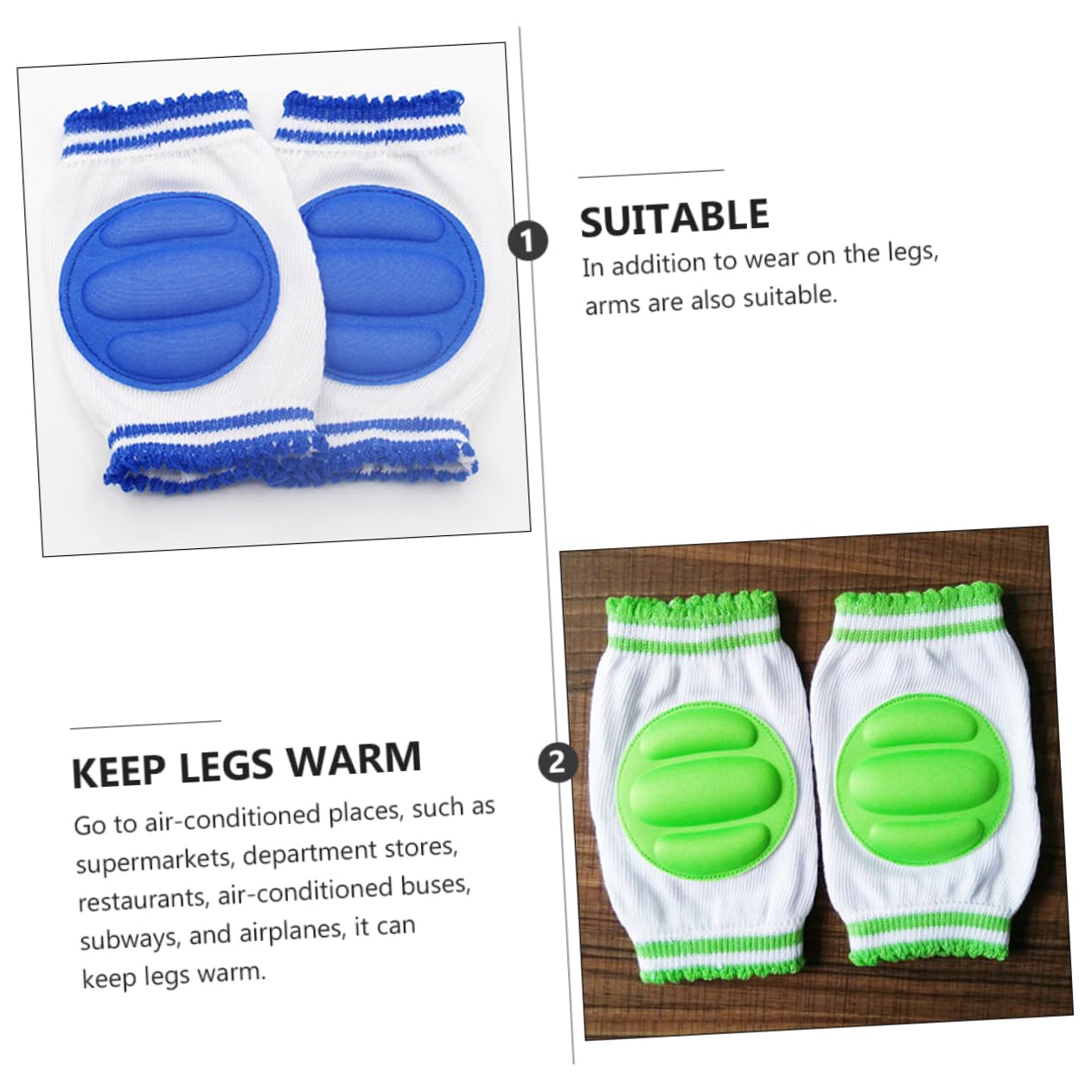 WOFASHPURET 2 Sets 4 Pairs Toddler Crawling Protector Baby Knee Pad Cotton Material Breathable Kneepads Uv Protection