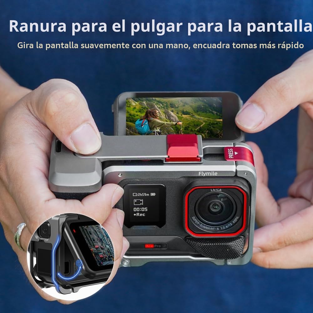 BRDRC Kit de agarre para Insta360 Ace Pro 2 / Ace Pro (con jaula), soporte de mango de expansión con botón de obturador, liberación rápida, zapata fría para accesorios Insta 360 Ace Pro 2/Insta360 Ace