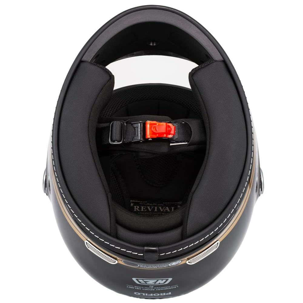 NZI Casco de Moto Integral Vintage Clásico Negro Oro | Unisex Hombre y Mujer