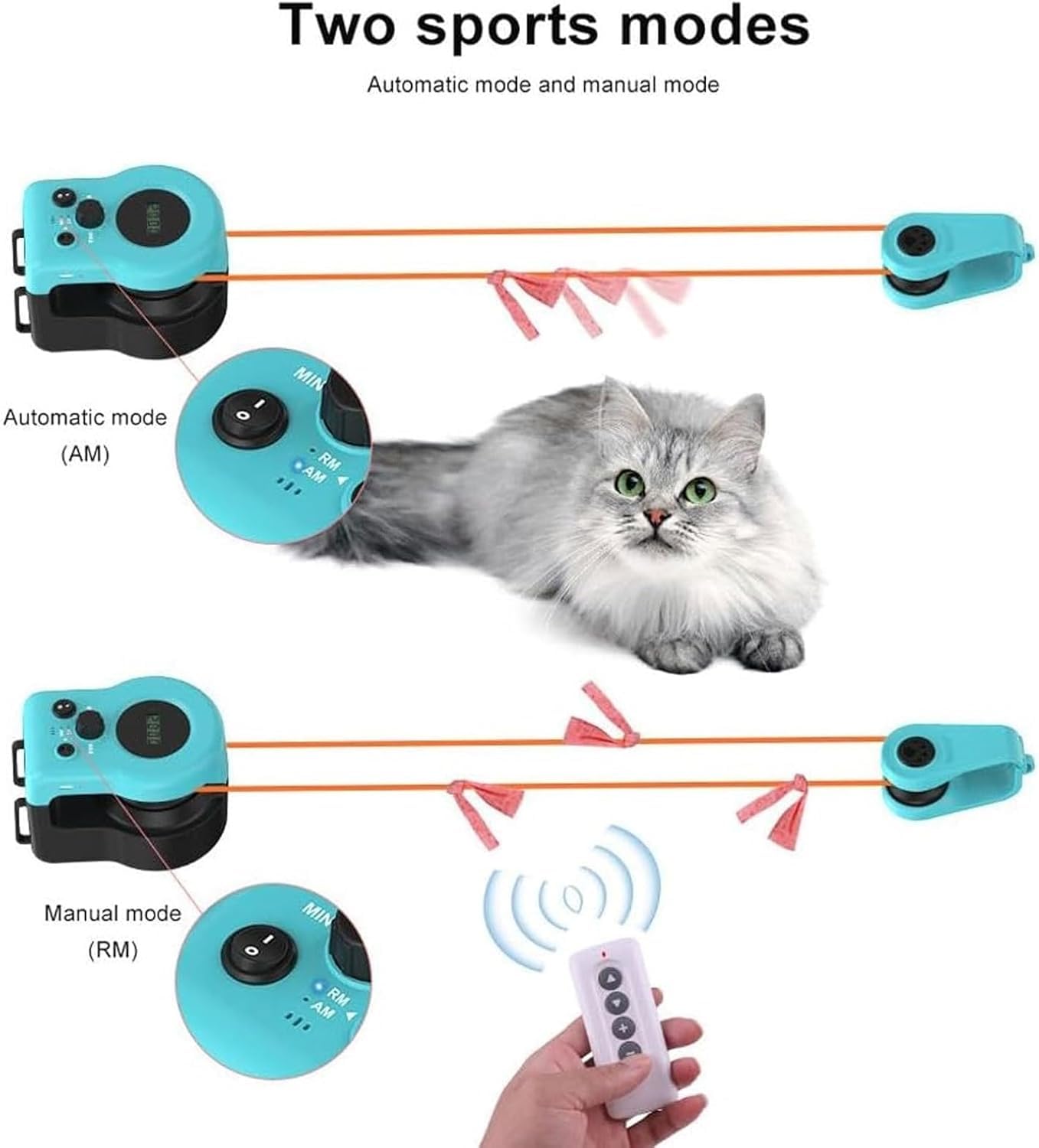 Rueda de correr para gatos, ejercitador interactivo para gatos de interior, juguete de velocidad ajustable con control automático/remoto para simulación de caza de ratones