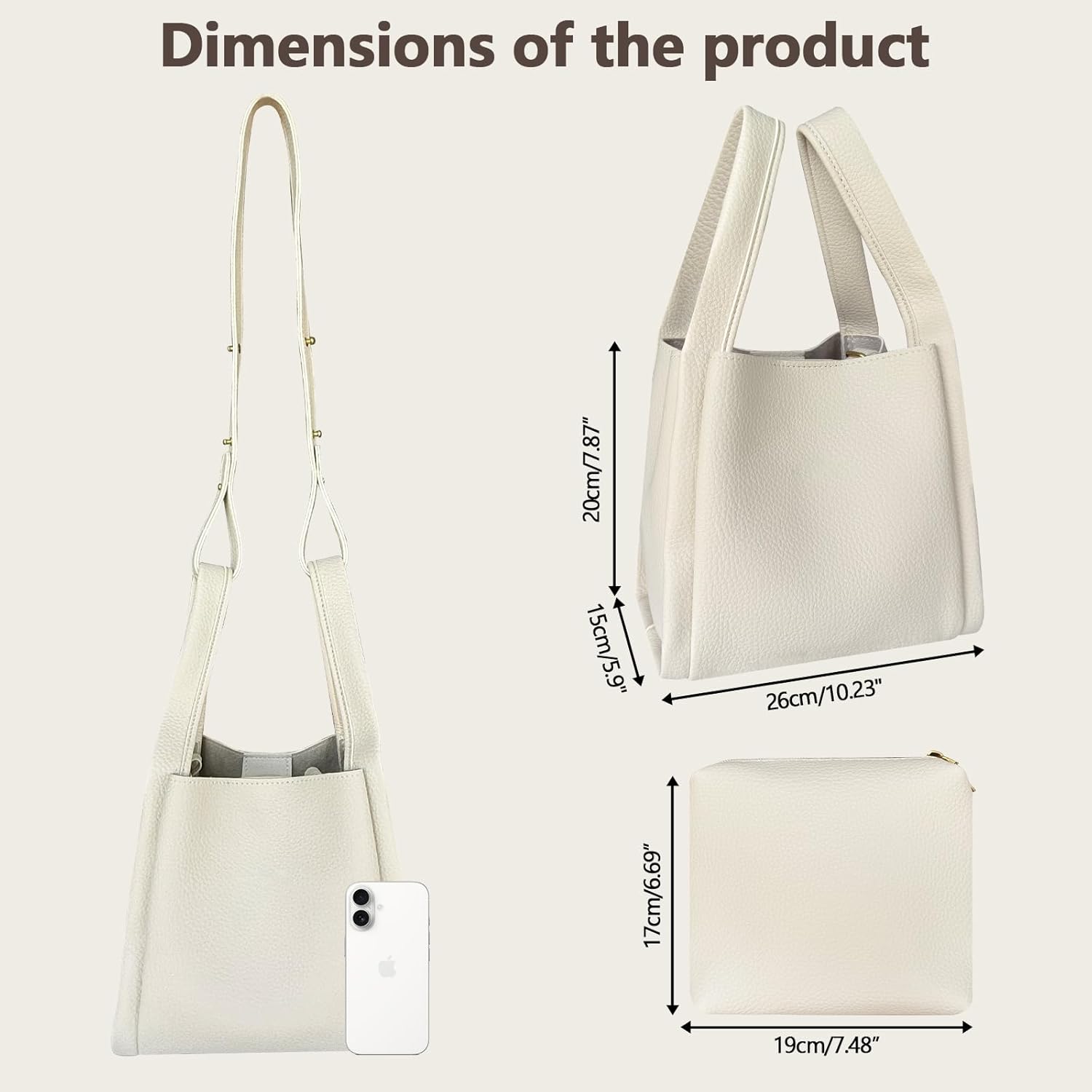 Bucket Bags for Women Leather Crossbody Bucket Handbag Bucket Purses with Removable Shoulder Strap - Image 4