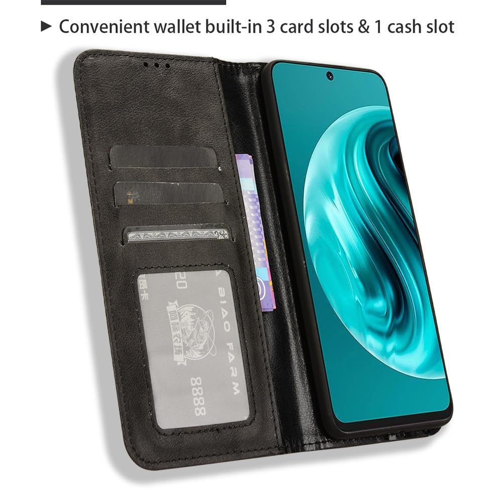 Cover Per Huawei Nova 12i Antiurto Con Staffa Rotante 360° | Doppio Strato PC + TPU + Vetro Temperato Incluso | Custodia Nero