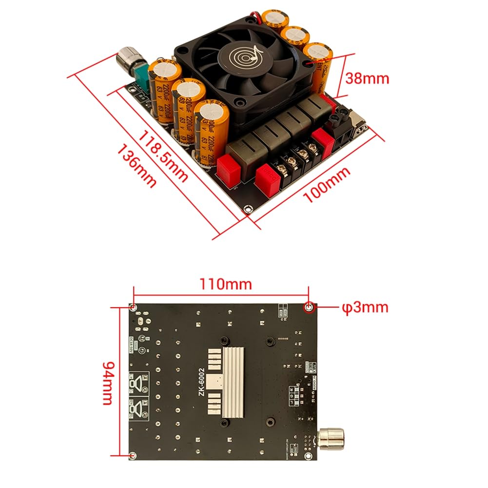 6002 płyta wzmacniacza audio 2.0 stereo z modulacją wysokiej i niskiej częstotliwości 600 W + 600 W TPA3255