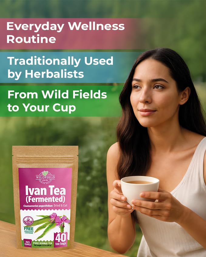 Image of 40 Bags Ivan Tea Siberian Fireweed Tea Herb Blooming Sally (Chamerion Angustifolium) - Ivan Chai 40 Count 1.5 g Bags Epilobium Angustifolium Иван Чай