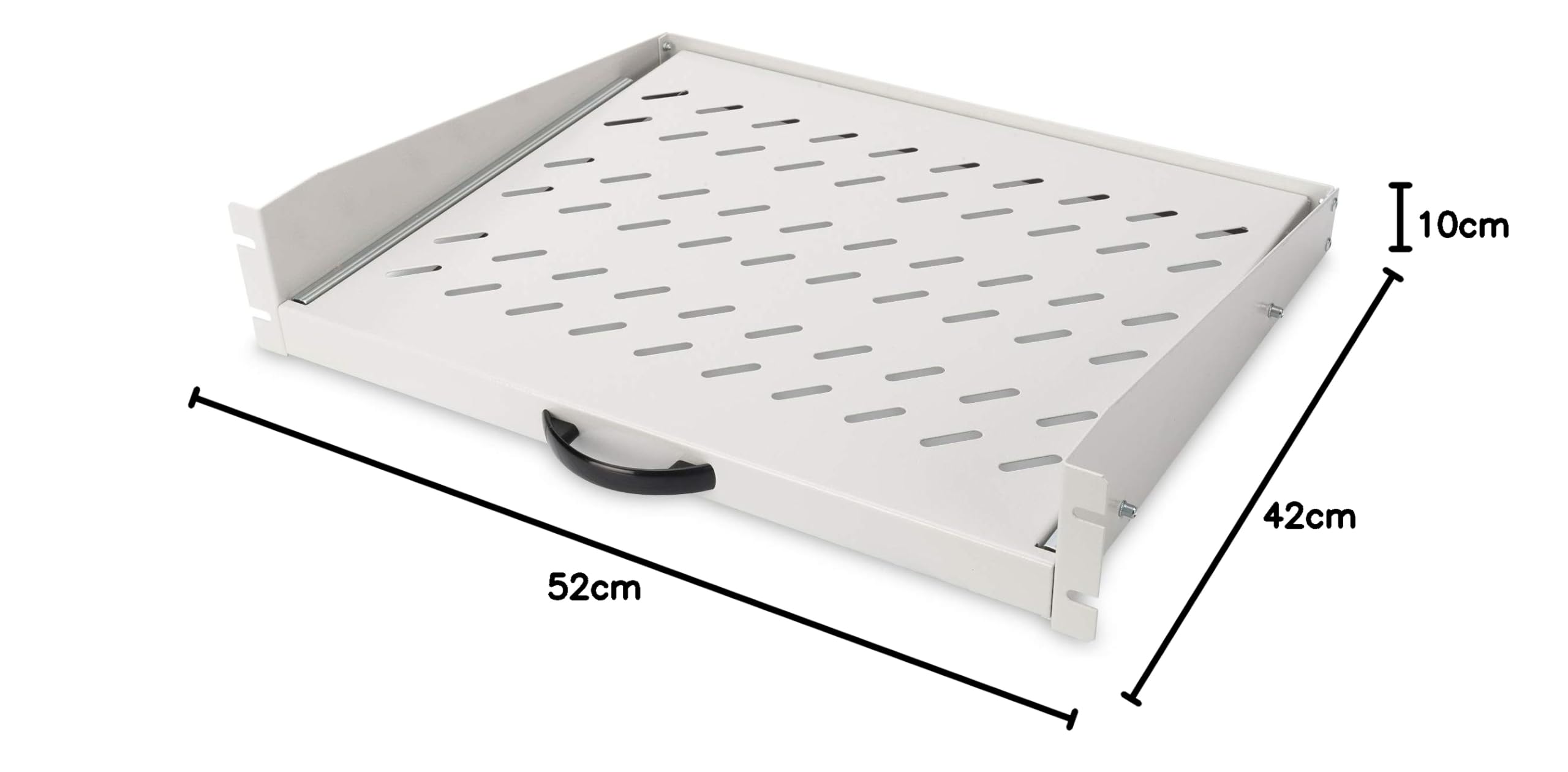 DIGITUS Ripiano Estraibile - 19 Pollici - 2U - Montaggio Frontale - Portata 30 kg - per armadi di Rete e Server - A Partire da 450 mm di profondità dell'Armadio - Grigio