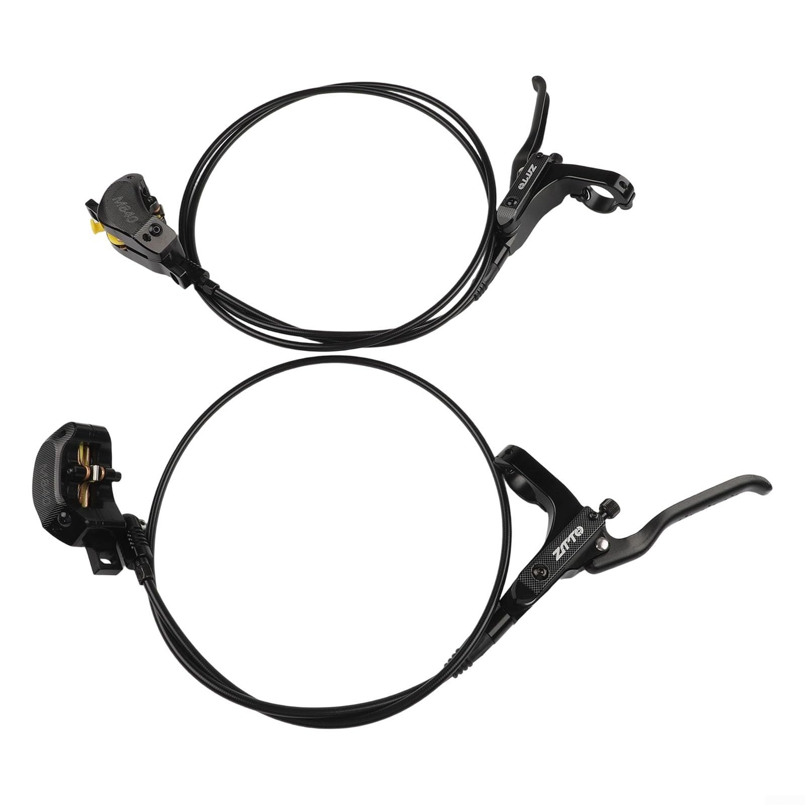 Hydraulisches Scheibenbremsen-Set für Mountainbikes mit vier Kolben und Aluminiumlegierungsmaterial für gleichmäßige Bremsreaktion (schwarz)